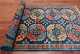 Blue Turkmen Ersari Handmade Wool Runner Rug - 4' 2" X 11' 8"