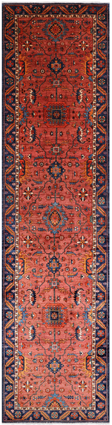 Rust Persian Fine Serapi Handmade Wool Runner Rug - 3' 10" X 15' 10"