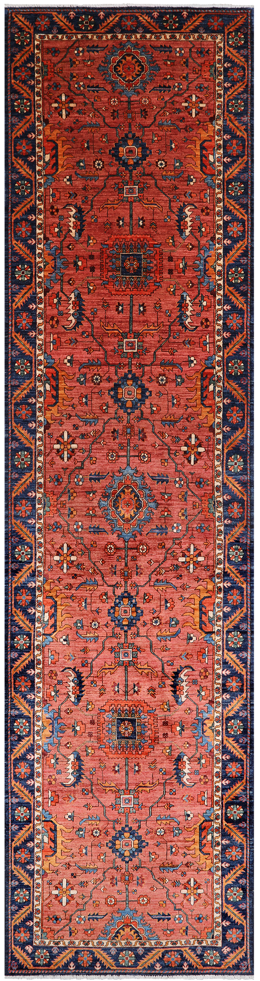 Rust Persian Fine Serapi Handmade Wool Runner Rug - 3' 10" X 15' 10"