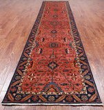 Rust Persian Fine Serapi Handmade Wool Runner Rug - 3' 10" X 15' 10"