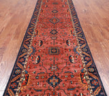 Rust Persian Fine Serapi Handmade Wool Runner Rug - 3' 10" X 15' 10"