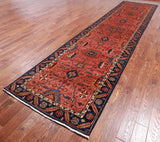 Rust Persian Fine Serapi Handmade Wool Runner Rug - 3' 10" X 15' 10"