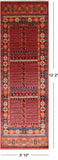 Rust Turkmen Ersari Handmade Wool Runner Rug - 3' 10" X 12' 2"