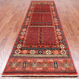 Rust Turkmen Ersari Handmade Wool Runner Rug - 3' 10" X 12' 2"