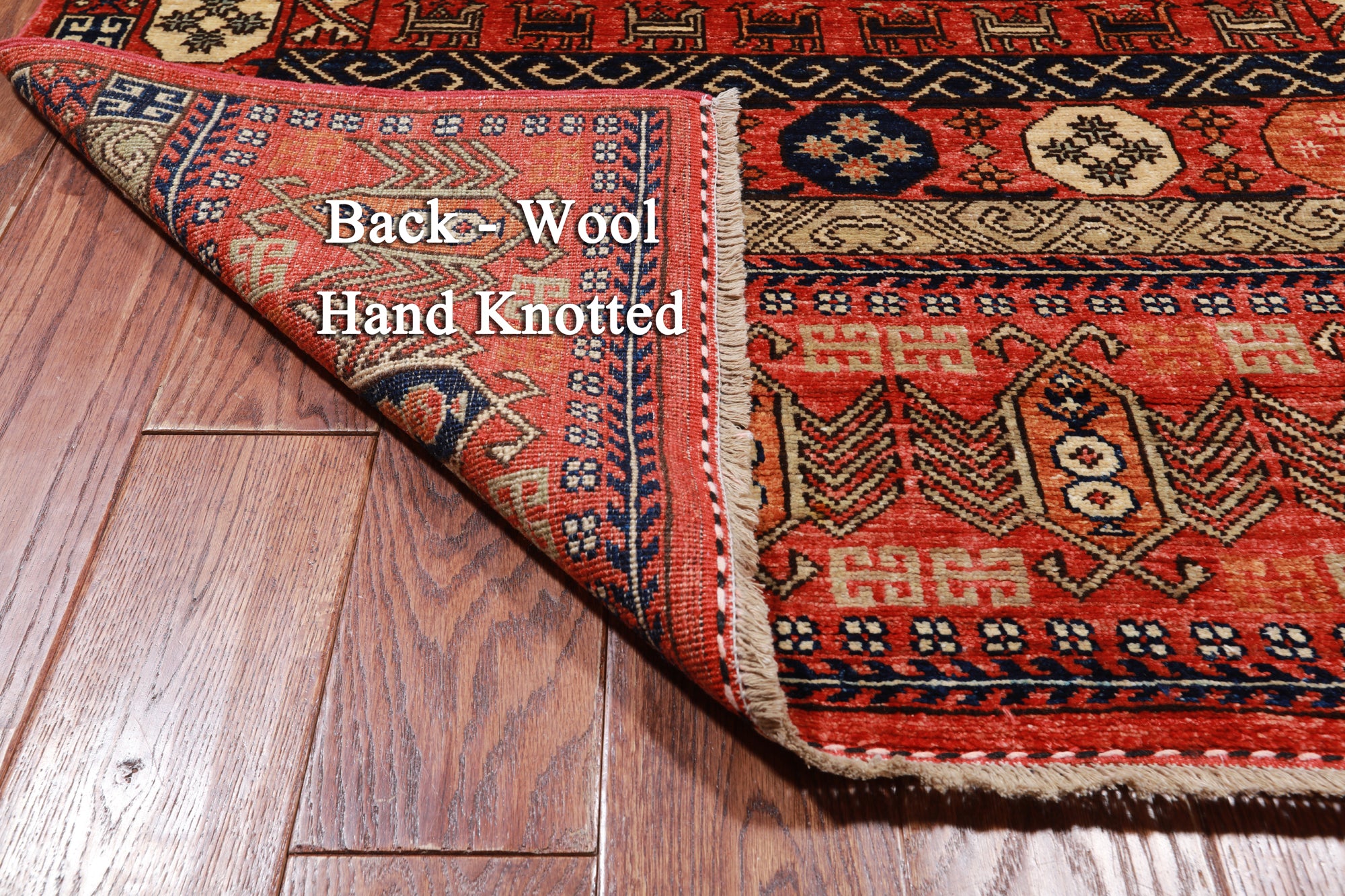 Rust Turkmen Ersari Handmade Wool Runner Rug - 3' 10" X 12' 2"