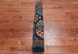 Blue Turkmen Ersari Hand-Knotted Wool Runner Rug - 4' 3" X 9' 7"