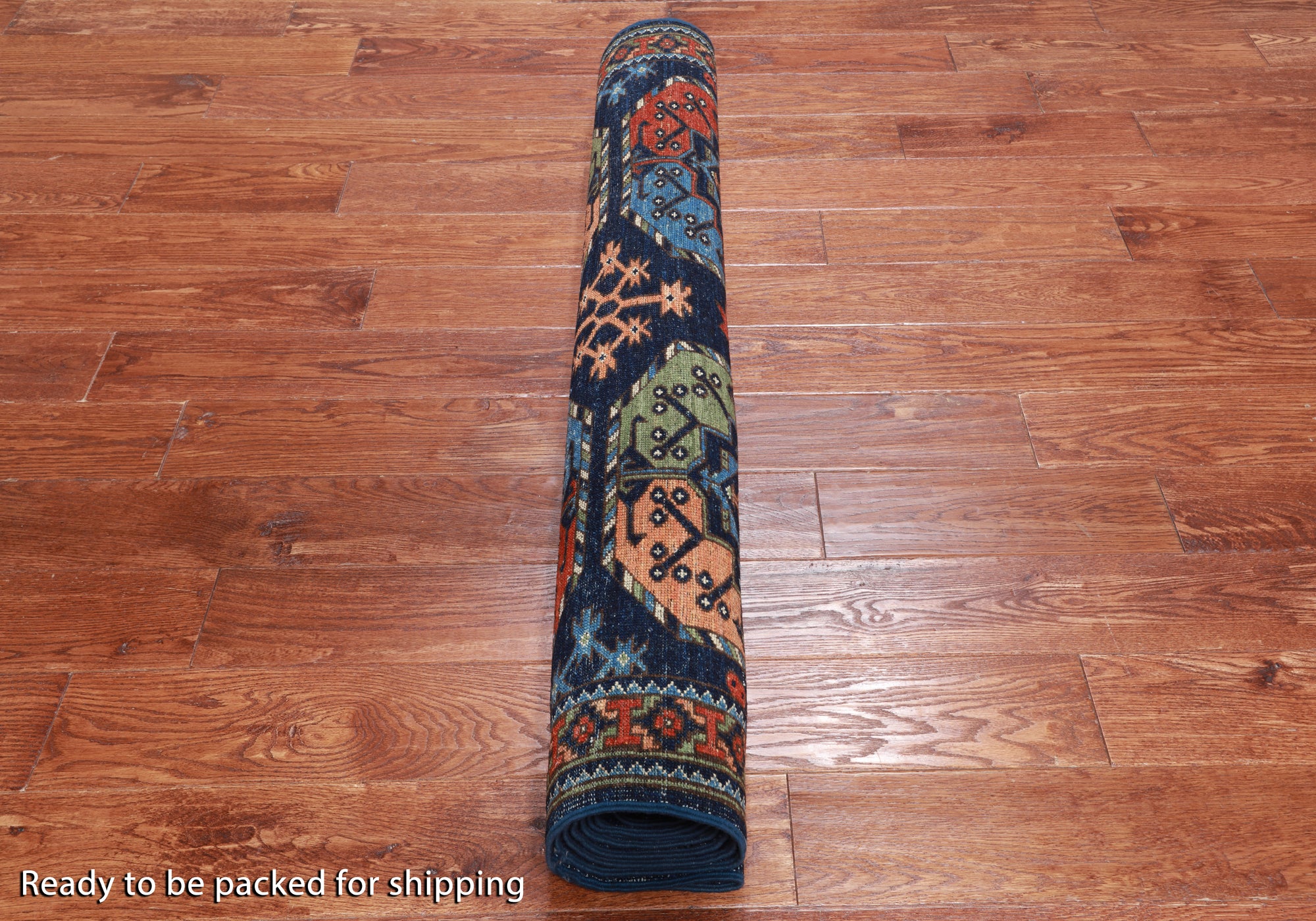 Blue Turkmen Ersari Hand-Knotted Wool Runner Rug - 4' 3" X 9' 7"