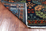 Blue Turkmen Ersari Hand-Knotted Wool Runner Rug - 4' 3" X 9' 7"