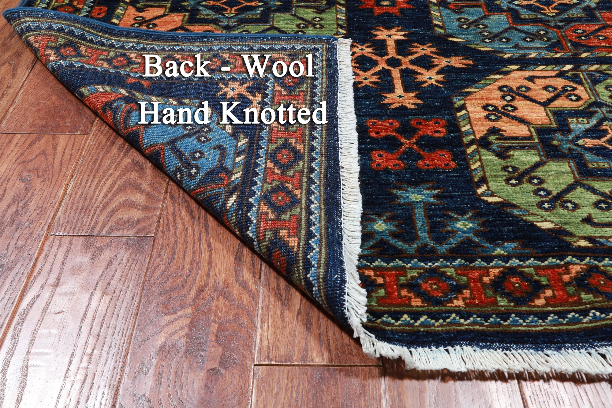 Blue Turkmen Ersari Hand-Knotted Wool Runner Rug - 4' 3" X 9' 7"