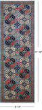 Blue Turkmen Ersari Hand Knotted Wool Runner Rug - 3' 11" X 11' 10"
