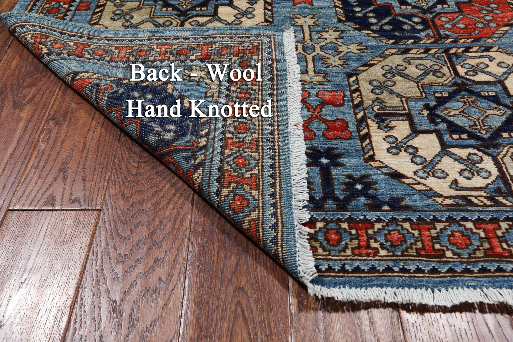 Blue Turkmen Ersari Hand Knotted Wool Runner Rug - 3' 11" X 11' 10"