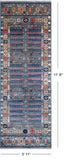 Blue Turkmen Ersari Hand Knotted Wool Runner Rug - 3' 11" X 11' 8"