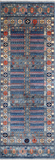 Blue Turkmen Ersari Hand Knotted Wool Runner Rug - 3' 11" X 11' 8"