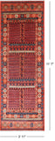 Rust Turkmen Ersari Hand Knotted Wool Runner Rug - 3' 11" X 11' 7"