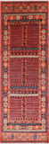 Rust Turkmen Ersari Hand Knotted Wool Runner Rug - 3' 11" X 11' 7"