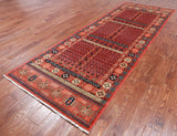Rust Turkmen Ersari Hand Knotted Wool Runner Rug - 3' 11" X 11' 7"