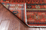 Rust Turkmen Ersari Hand Knotted Wool Runner Rug - 3' 11" X 11' 7"