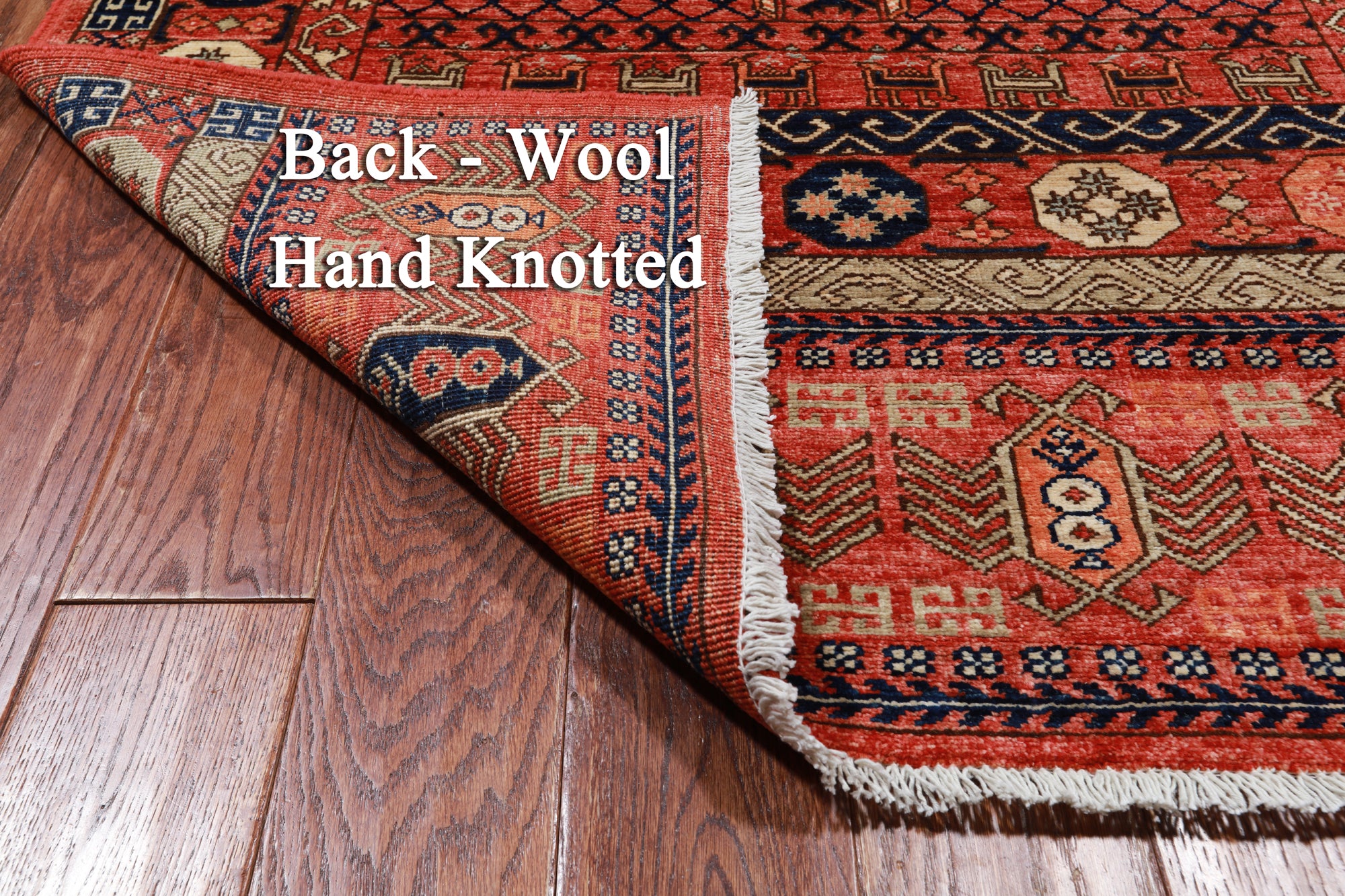 Rust Turkmen Ersari Hand Knotted Wool Runner Rug - 3' 11" X 11' 7"