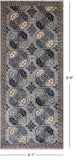 Grey Turkmen Ersari Handmade Wool Runner Rug - 4' 1" X 9' 8"