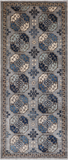 Grey Turkmen Ersari Handmade Wool Runner Rug - 4' 1" X 9' 8"