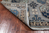 Grey Turkmen Ersari Handmade Wool Runner Rug - 4' 1" X 9' 8"