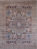 Grey Geometric Persian Mamluk Hand Knotted Wool Rug - 11' 10" X 15' 9"