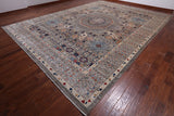 Grey Geometric Persian Mamluk Hand Knotted Wool Rug - 11' 10" X 15' 9"