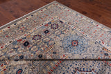 Grey Geometric Persian Mamluk Hand Knotted Wool Rug - 11' 10" X 15' 9"