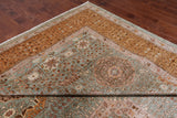 Green Geometric Persian Mamluk Hand Knotted Wool Rug - 12' 0" X 15' 7"