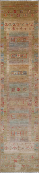 Tribal Persian Gabbeh Handmade Wool Runner Rug - 2' 7" X 11' 8"