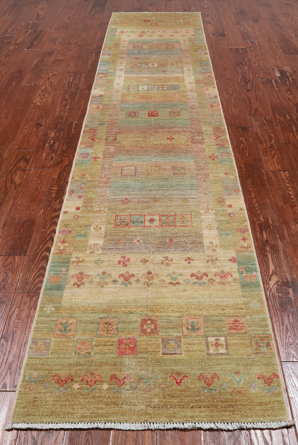 Tribal Persian Gabbeh Handmade Wool Runner Rug - 2' 7" X 11' 8"