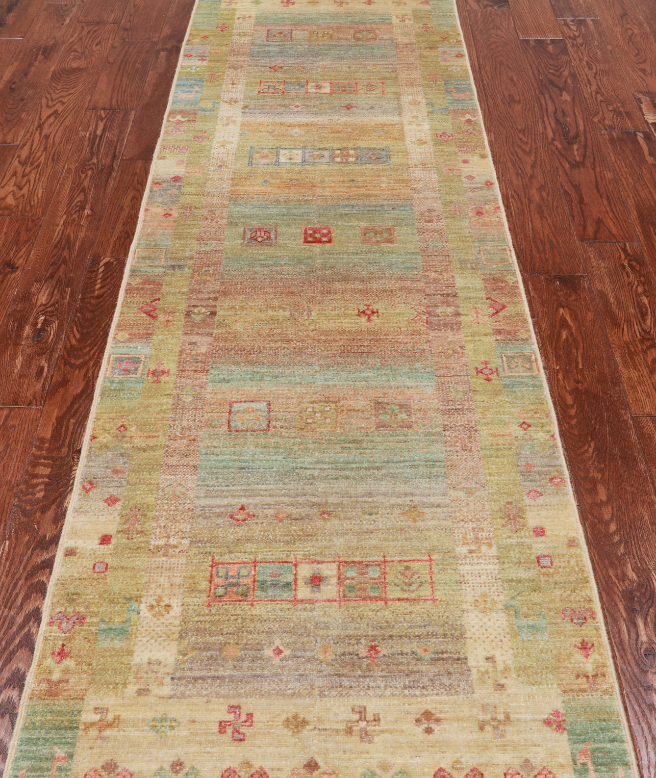 Tribal Persian Gabbeh Handmade Wool Runner Rug - 2' 7" X 11' 8"