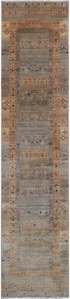Tribal Persian Gabbeh Handmade Wool Runner Rug - 2' 6" X 11' 3"