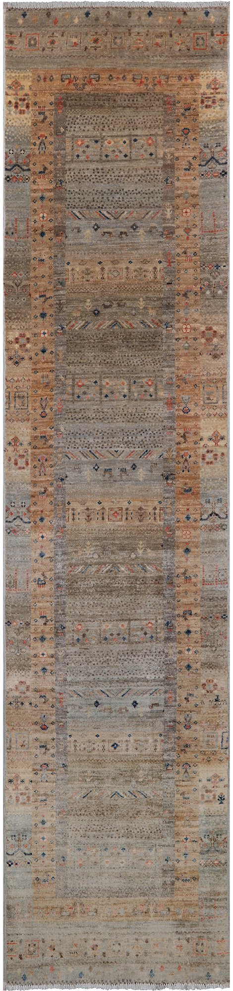 Tribal Persian Gabbeh Handmade Wool Runner Rug - 2' 6" X 11' 3"
