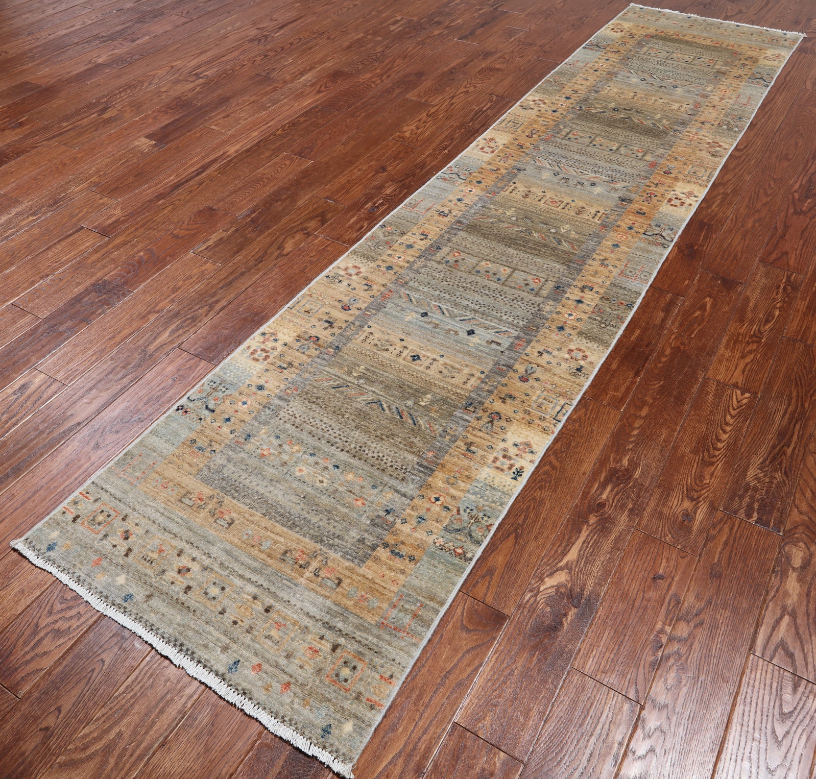 Tribal Persian Gabbeh Handmade Wool Runner Rug - 2' 6" X 11' 3"