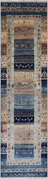 Tribal Persian Gabbeh Handmade Wool Runner Rug - 2' 7" X 9' 6"