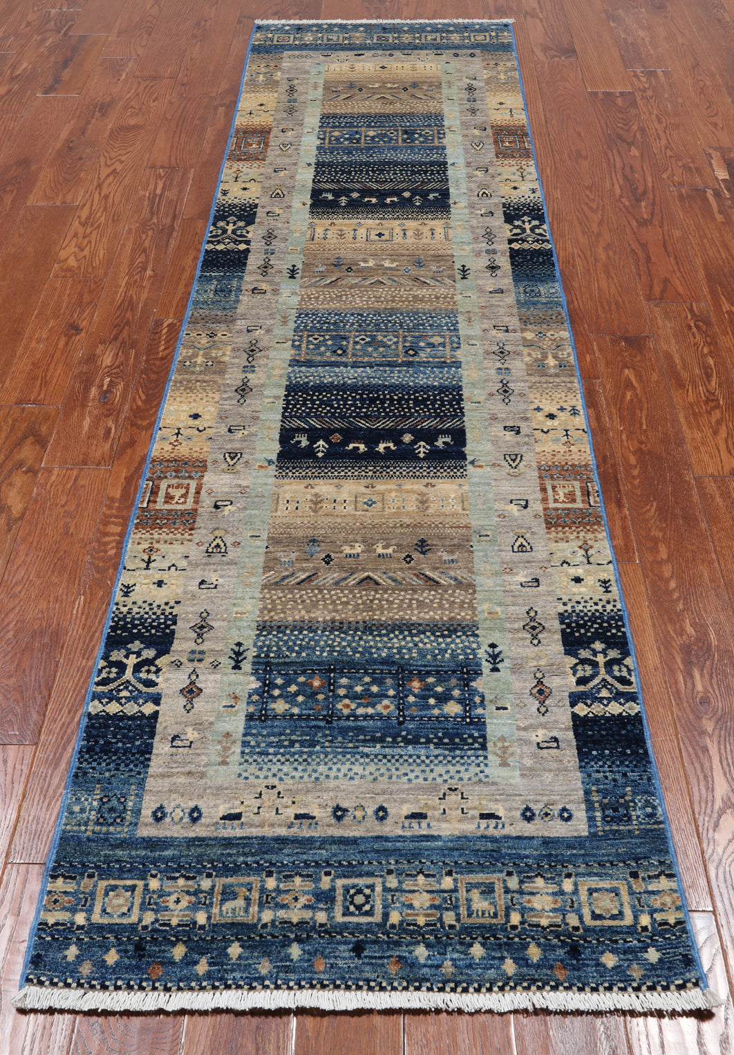 Tribal Persian Gabbeh Handmade Wool Runner Rug - 2' 7" X 9' 6"