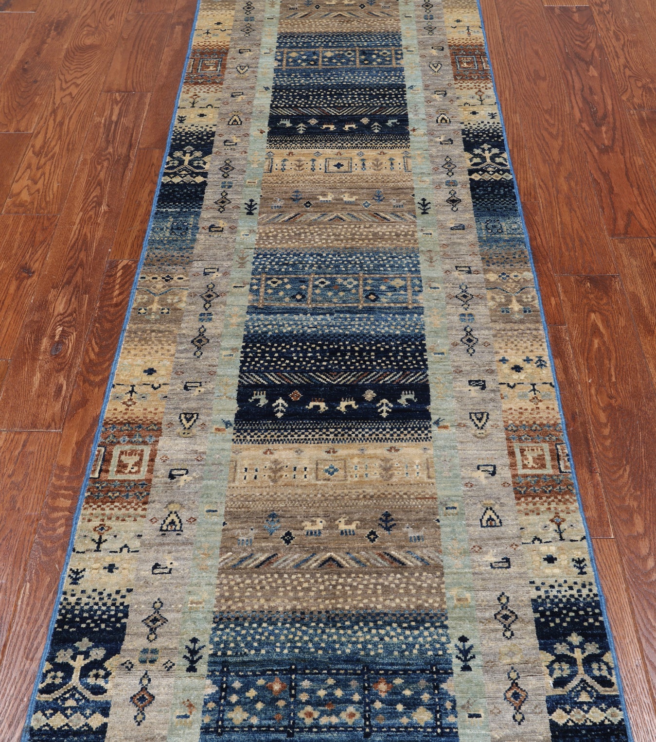 Tribal Persian Gabbeh Handmade Wool Runner Rug - 2' 7" X 9' 6"