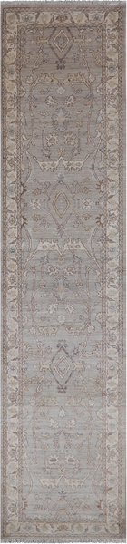 Silver Peshawar Washed Out Handmade Wool Runner Rug - 2' 9" X 11' 11"