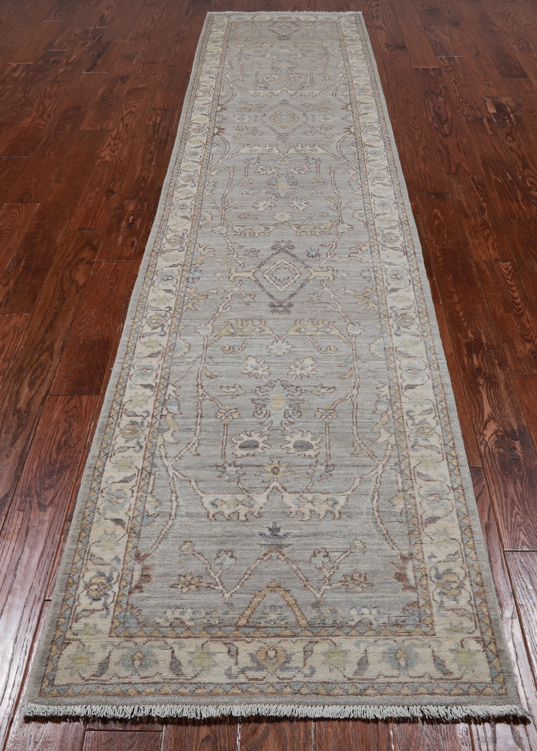 Silver Peshawar Washed Out Handmade Wool Runner Rug - 2' 9" X 11' 11"