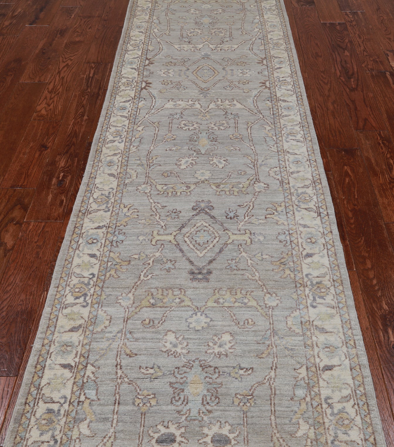 Silver Peshawar Washed Out Handmade Wool Runner Rug - 2' 9" X 11' 11"
