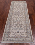 Ivory Peshawar Washed Out Hand Knotted Wool Runner Rug - 2' 7" X 7' 6"