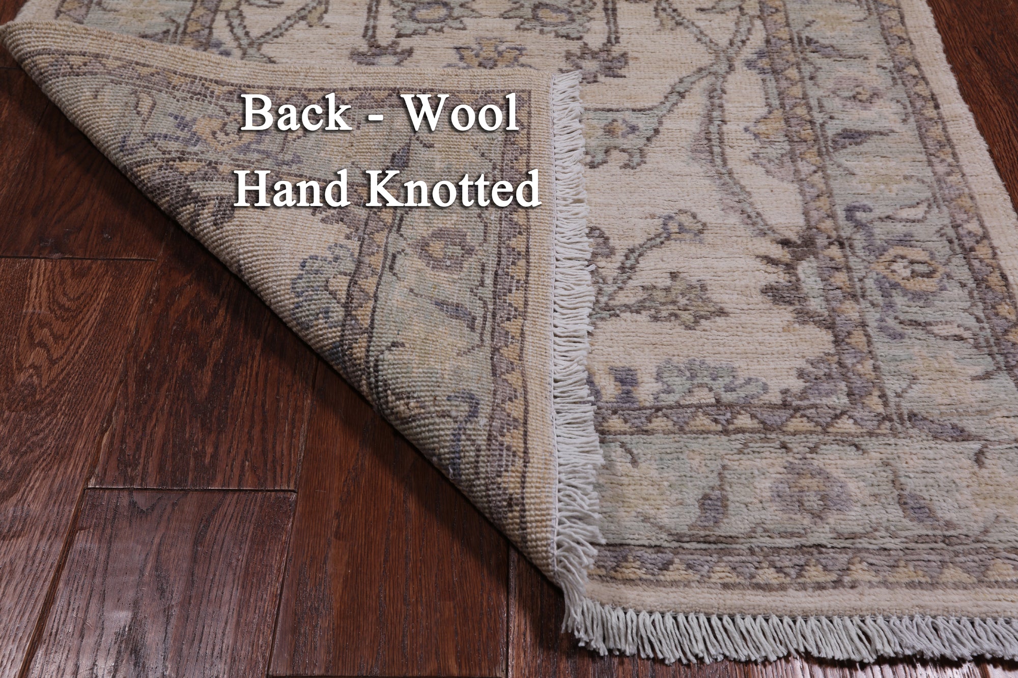 Ivory Peshawar Washed Out Hand Knotted Wool Runner Rug - 2' 7" X 7' 6"