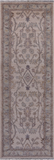 Ivory Peshawar Washed Out Hand Knotted Wool Runner Rug - 2' 7" X 7' 6"