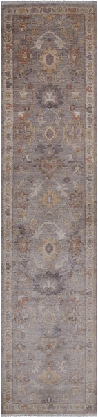 Grey Peshawar Washed Out Handmade Wool Runner Rug - 2' 7" X 11' 7"