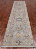 Grey Peshawar Washed Out Handmade Wool Runner Rug - 2' 7" X 11' 7"