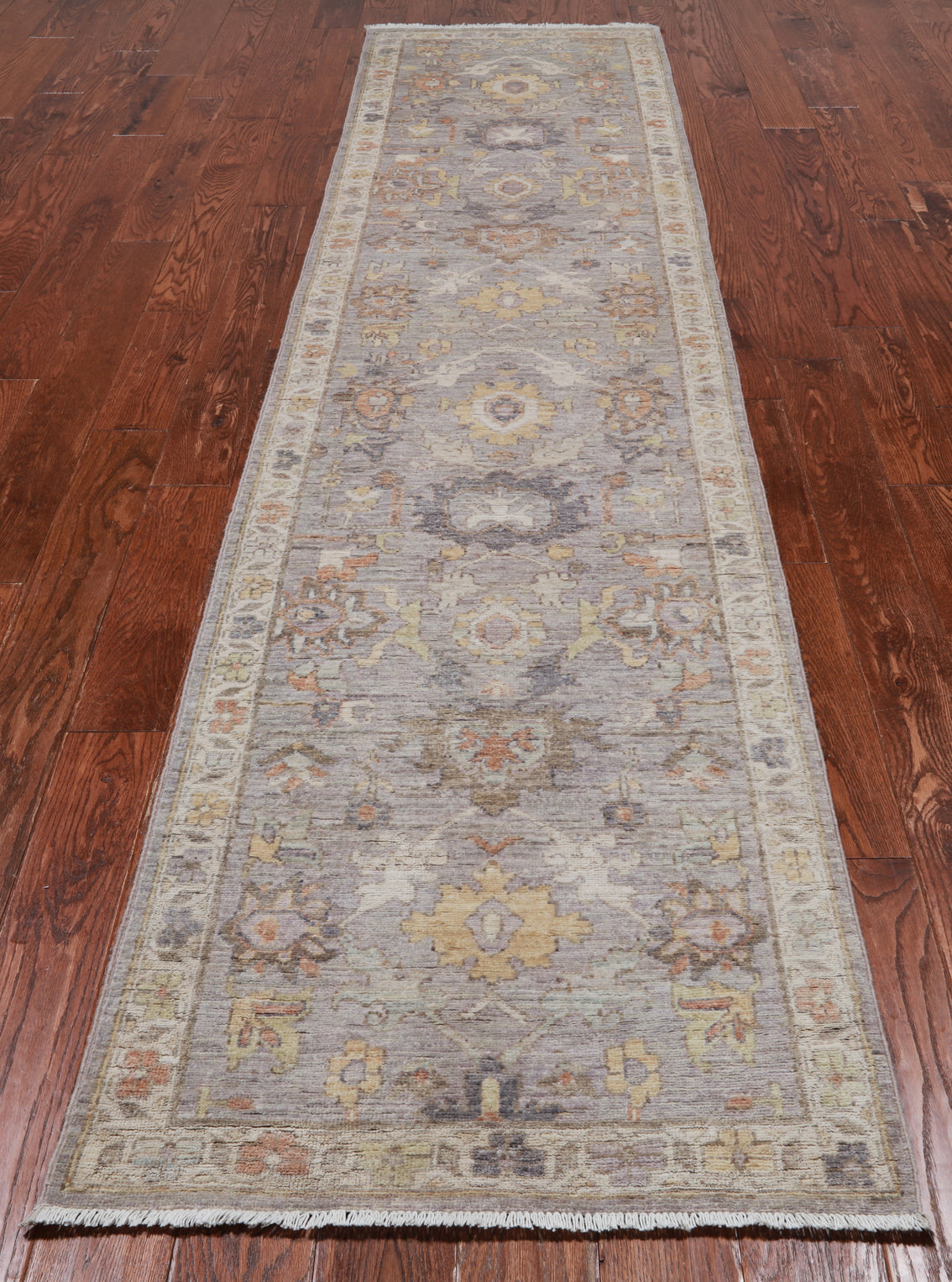 Grey Peshawar Washed Out Handmade Wool Runner Rug - 2' 7" X 11' 7"