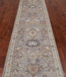 Grey Peshawar Washed Out Handmade Wool Runner Rug - 2' 7" X 11' 7"