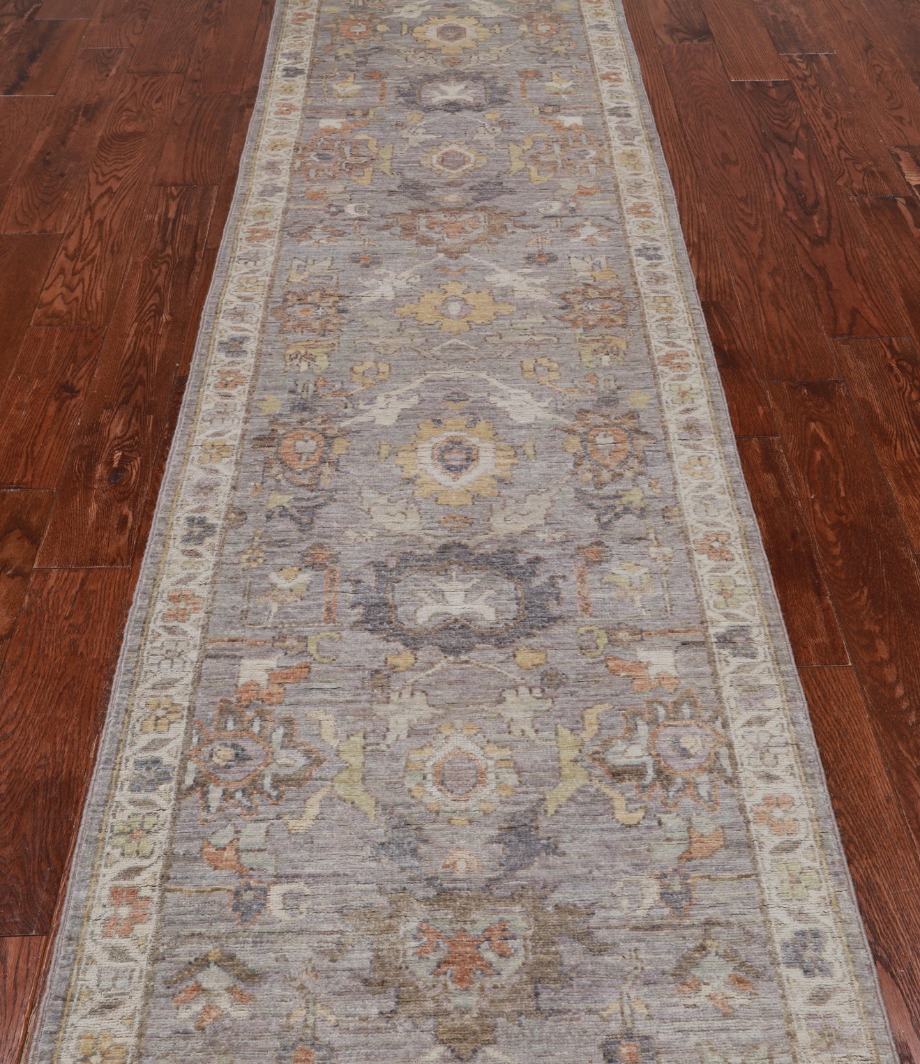 Grey Peshawar Washed Out Handmade Wool Runner Rug - 2' 7" X 11' 7"