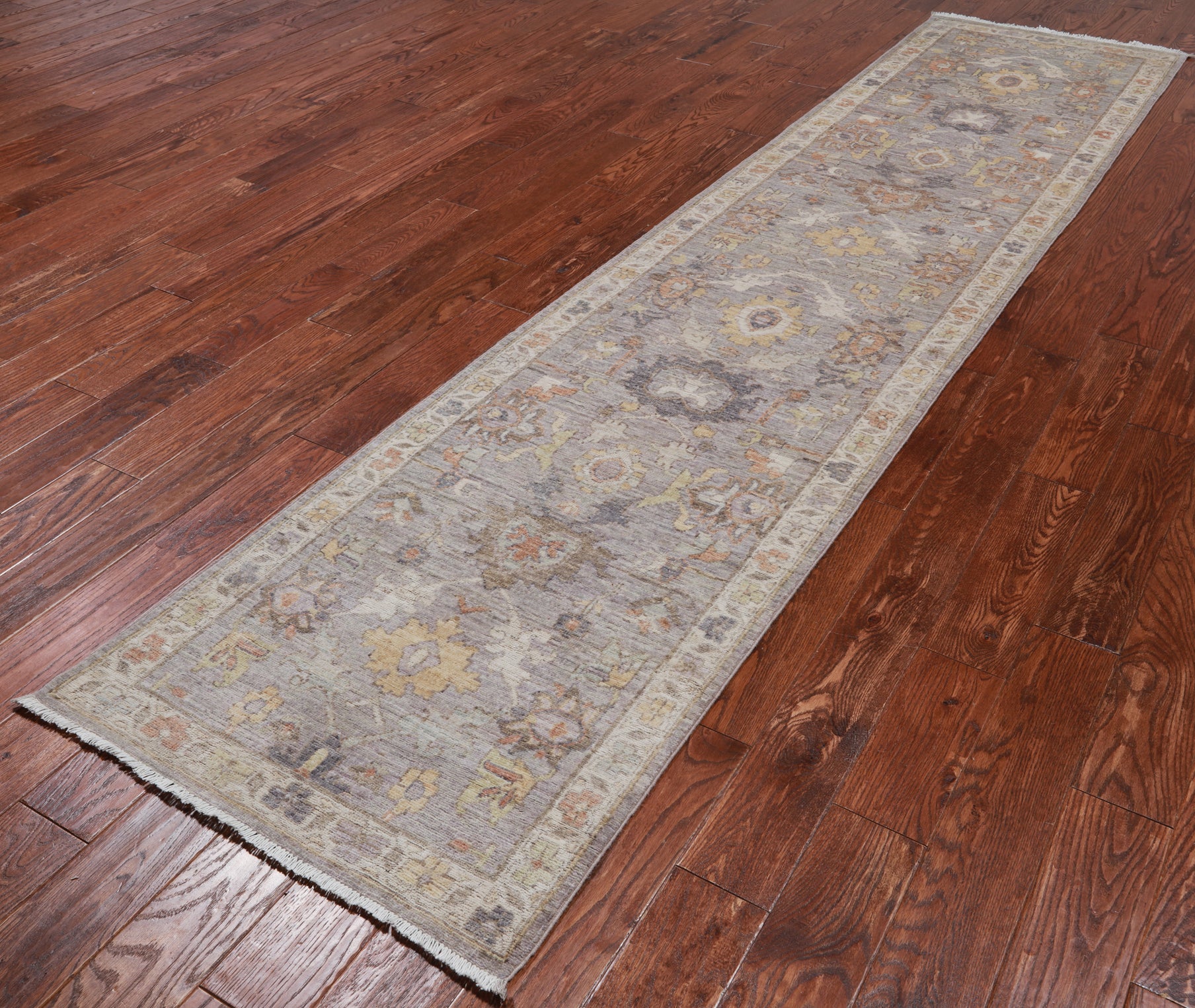 Grey Peshawar Washed Out Handmade Wool Runner Rug - 2' 7" X 11' 7"